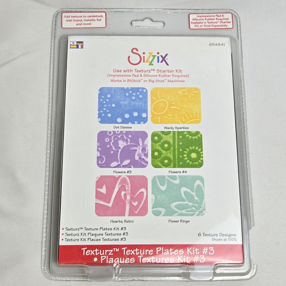 Sizzix Texturz Texture Plates Kit #3 6 Designs 654841 New‎